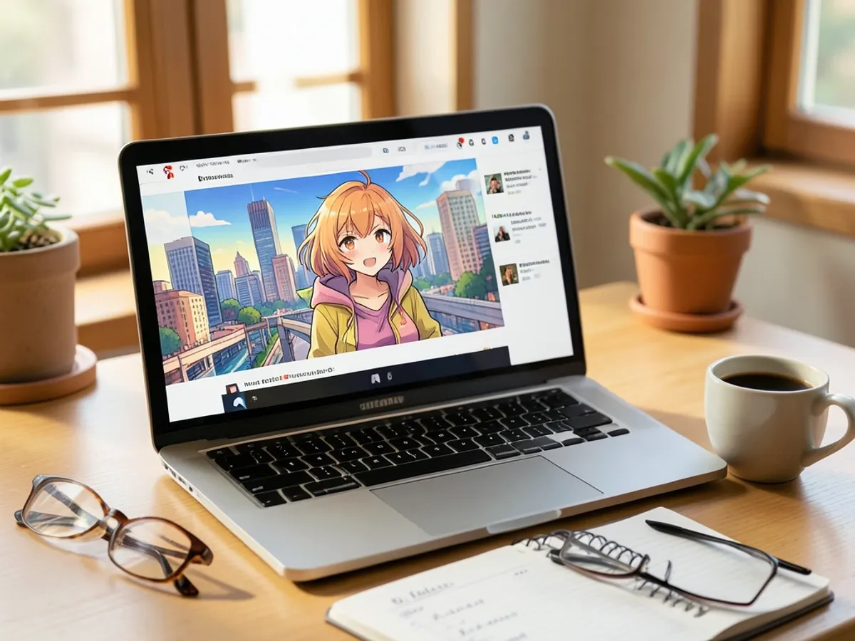 Blog header illustration gengivet af anime billedgeneratoren, der viser en byscene med karakterforgrundselementer