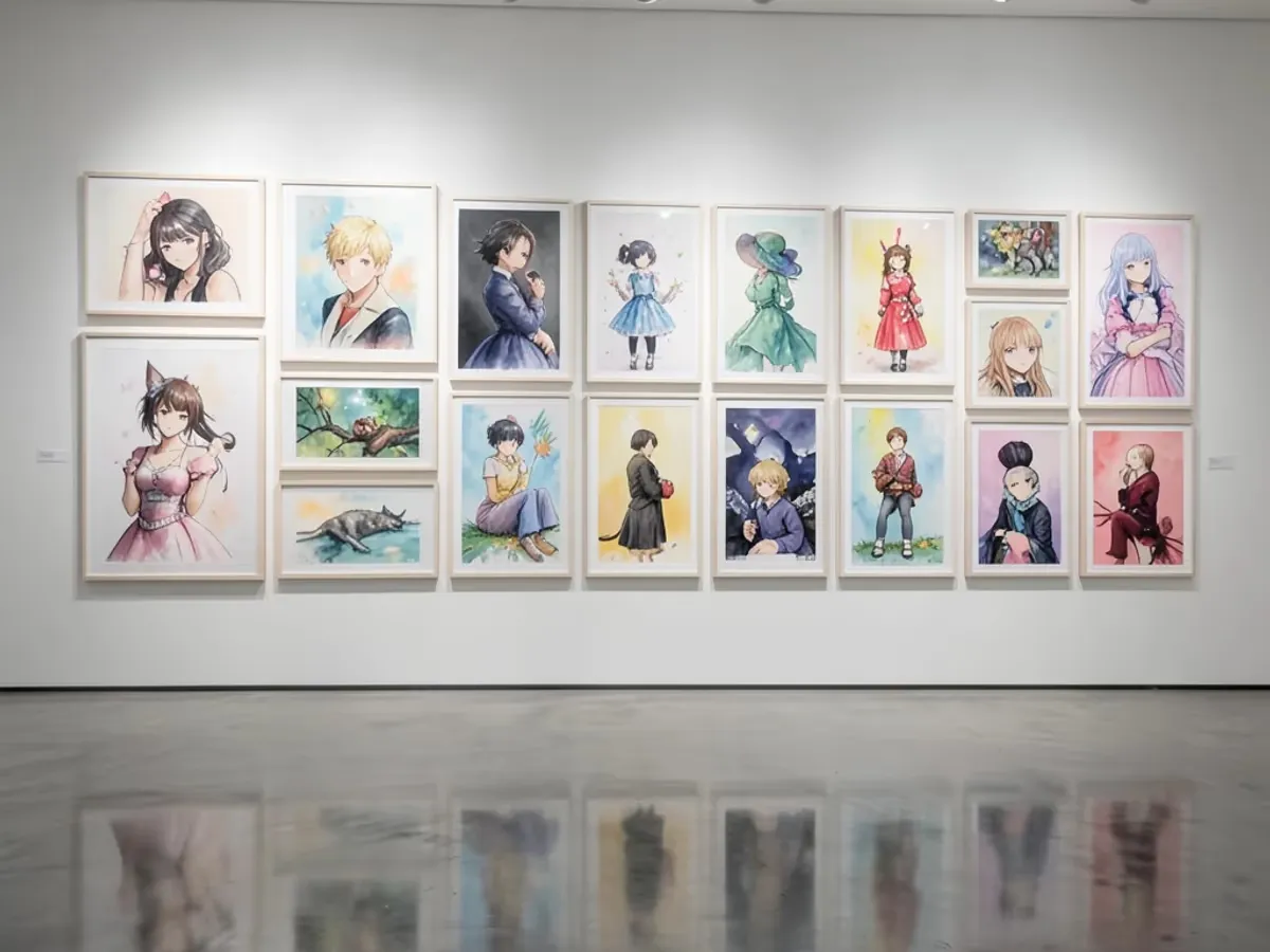 展示多种AI生成图像的画廊网格，包括照片级写实、水彩和动漫风格，体现图像生成器的多样性