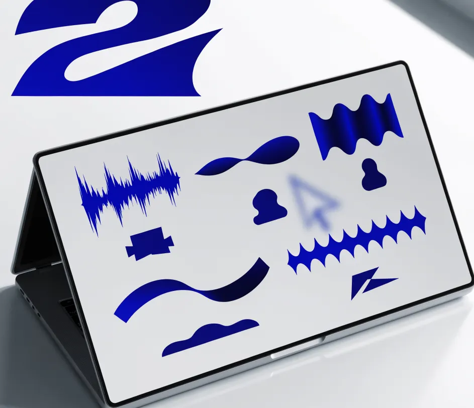 A constellation of distinct character voice archetypes floating as glowing holographic silhouettes — hero, villain, narrator, and cartoon — each radiating its own unique colored sound wave, deep blue and violet atmosphere