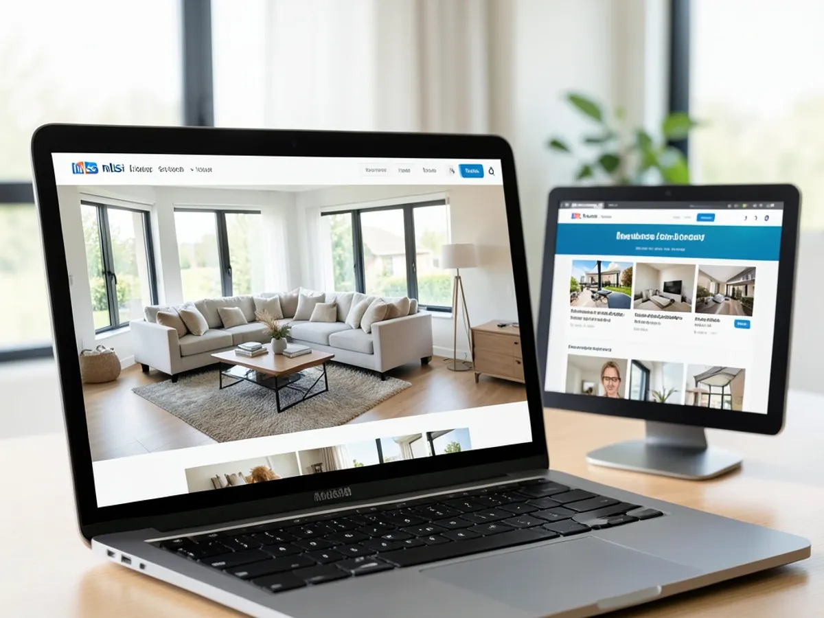 Real estate interior photo enhanced with AI showing corrected vertical lines, balanced window exposure, and brightened ambient lighting at 1920x1080 resolution
