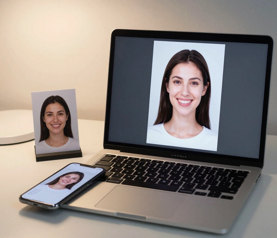 Skrin ta' laptop juri profil professjonali ta' networking b'ritratt ta' studio pulit mgħobbi, ħdejn telefon juri s-selfie kaswali oriġinali minn fejn ġie
