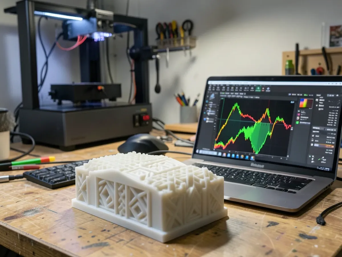 Un oggetto stampato in 3D con texture di mappa di altezza generata dall'AI che mostra motivi geometrici in rilievo e incisioni superficiali ad alta risoluzione