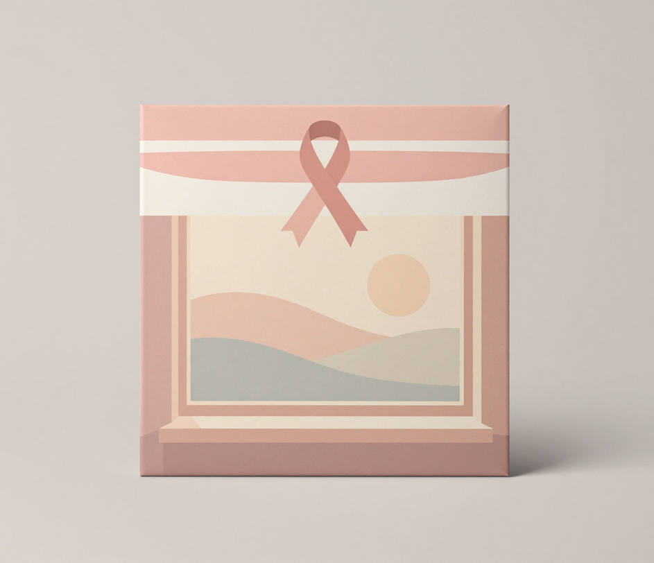 A dreamy pastel album cover with hand-painted hills and a soft sun, the clean design-first layout the Standard tier renders in seconds