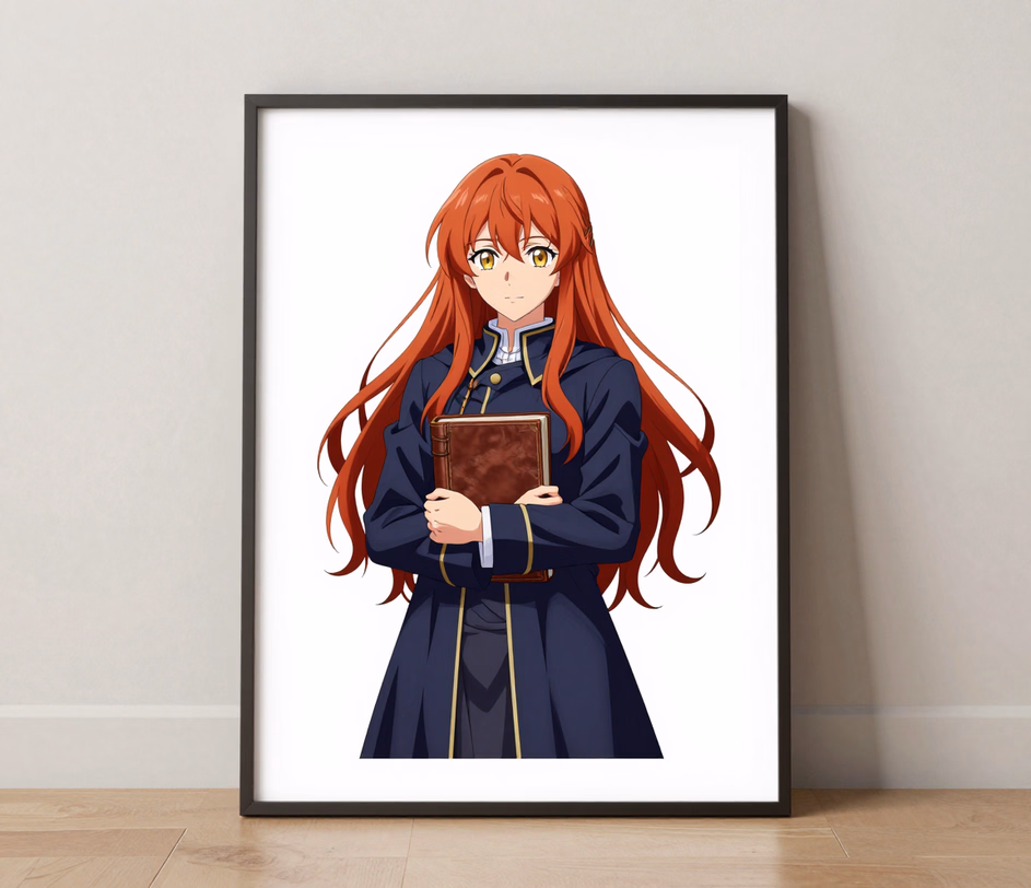 The same character illustration with refined delicate colors and crisper line art beside one reference photo, illustrating the Pro tier's character-consistent edits with one optional reference image