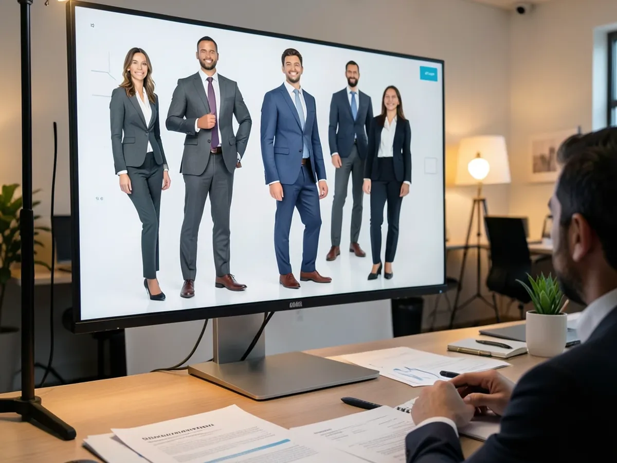 AI-generated marketing visuals showing diverse full body figures in professional attire for inclusive advertising campaigns