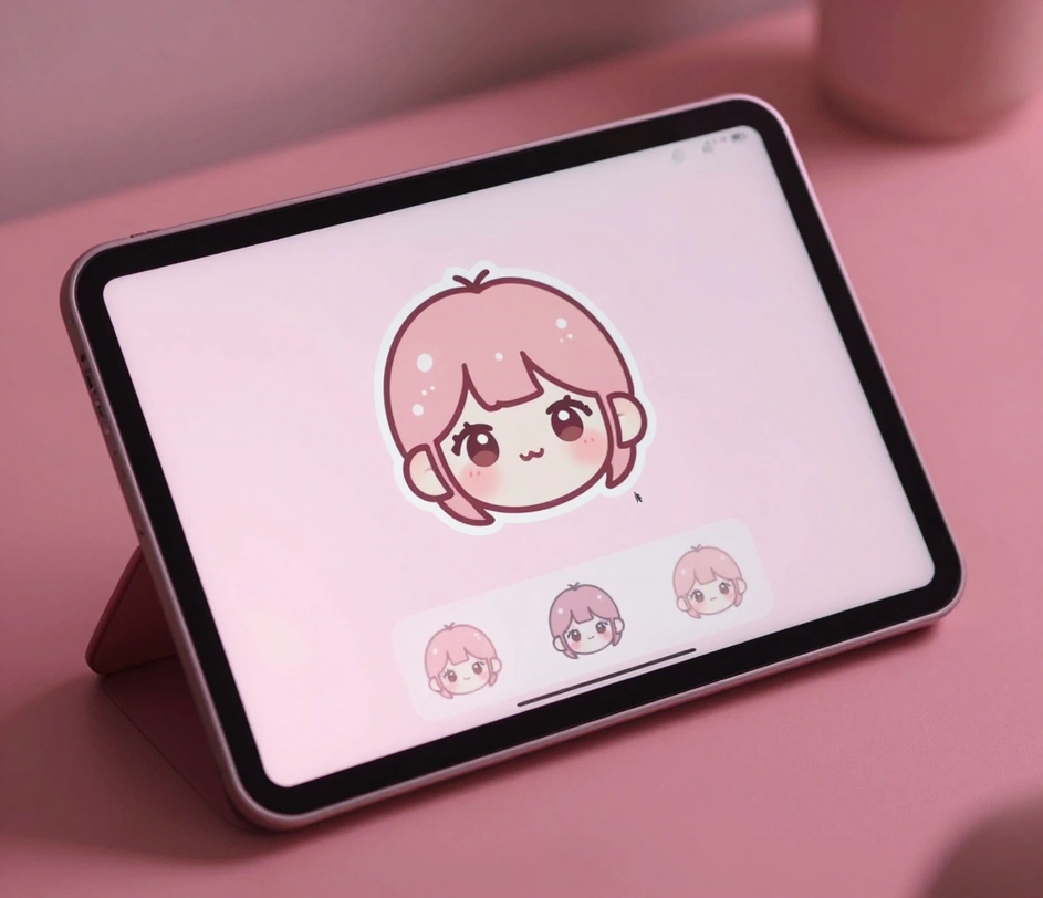 Un selettore di stili con anteprime di rendering avatar pastello, chibi e kawaii dello stesso volto