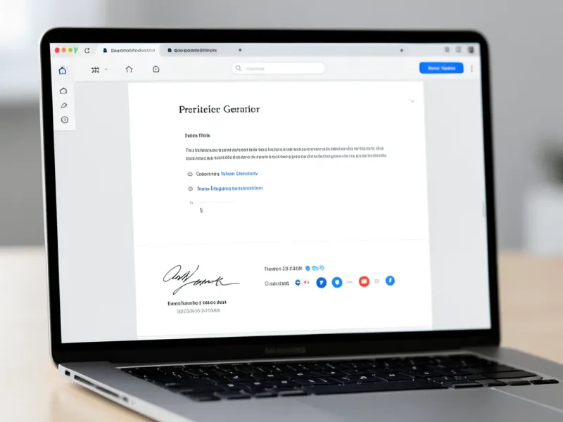Generátor e-mailového podpisu vytvářející formátovaný blok podpisu se jménem, pracovní pozicí, telefonním číslem a ikonami sociálních médií v čistém profesionálním rozložení