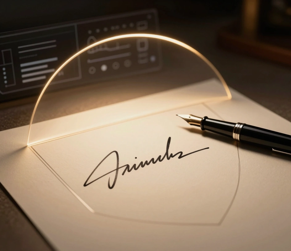 A private dashboard showing generated handwritten signatures accessible only to the account owner, with no third-party sharing or model training on signature content