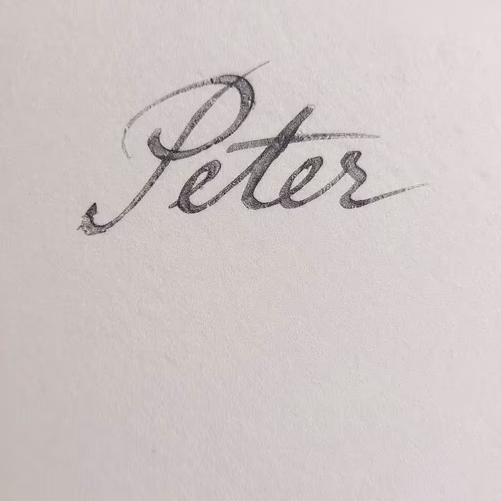 A realistic wet-ink handwritten signature on cream paper, with visible pen pressure and ink absorption texture produced by two-stage AI rendering