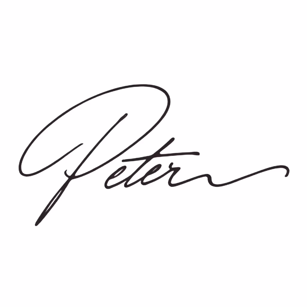 A clean minimalist handwritten signature with straightforward strokes and balanced legibility, rendered on pure white paper with a modern fountain pen