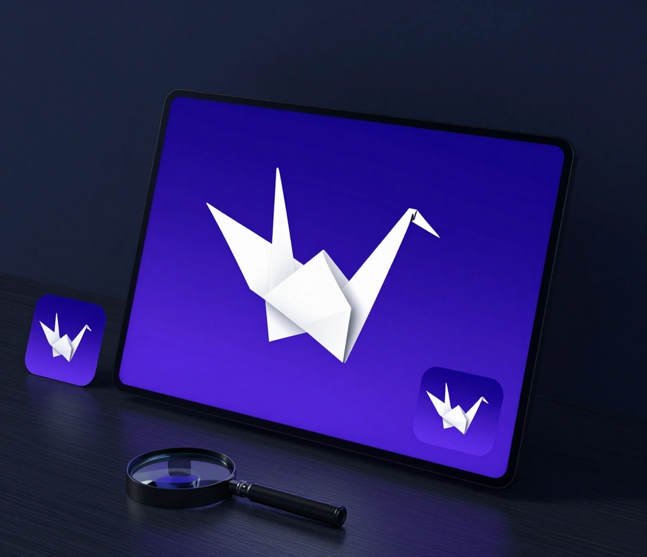 A 3072 by 3072 pixel PNG icon export on a laptop, with the same glyph staying sharp at 512 px, 192 px and 16 px favicon sizes
