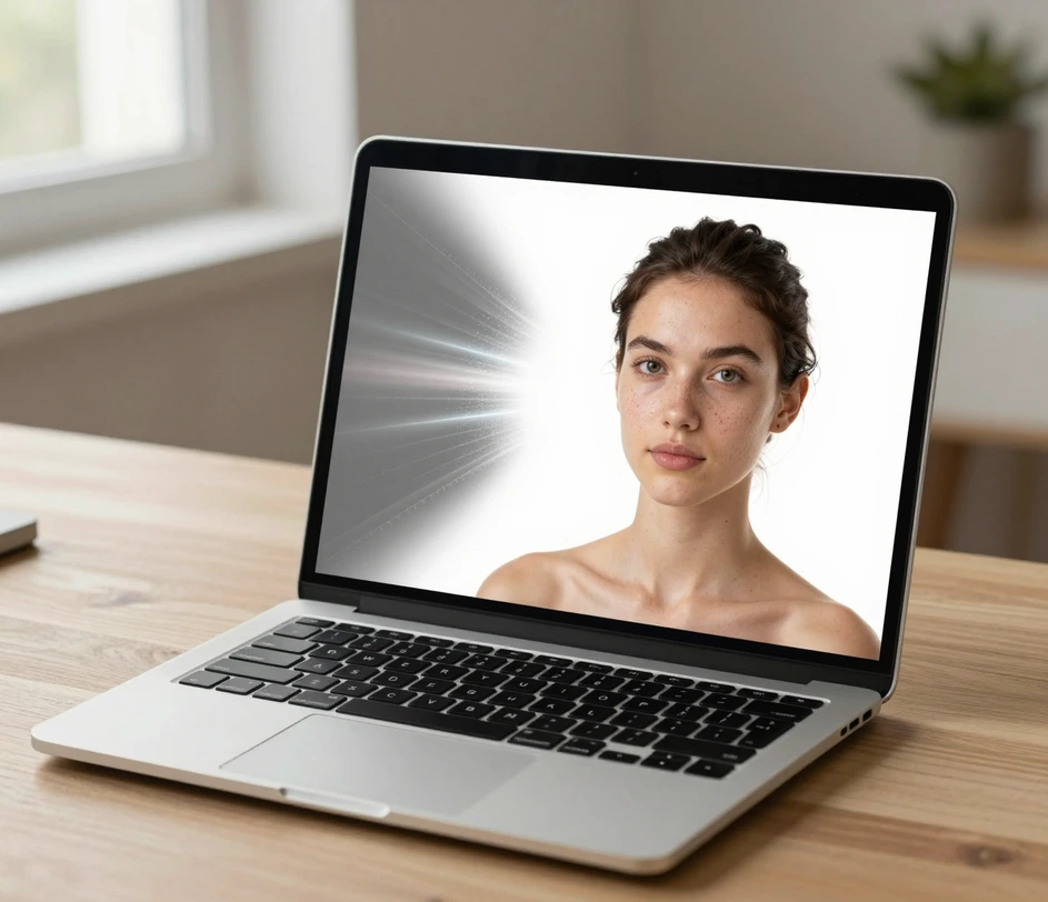 The AI cropping a selfie to the correct dimensions, replacing the background, and balancing the lighting automatically