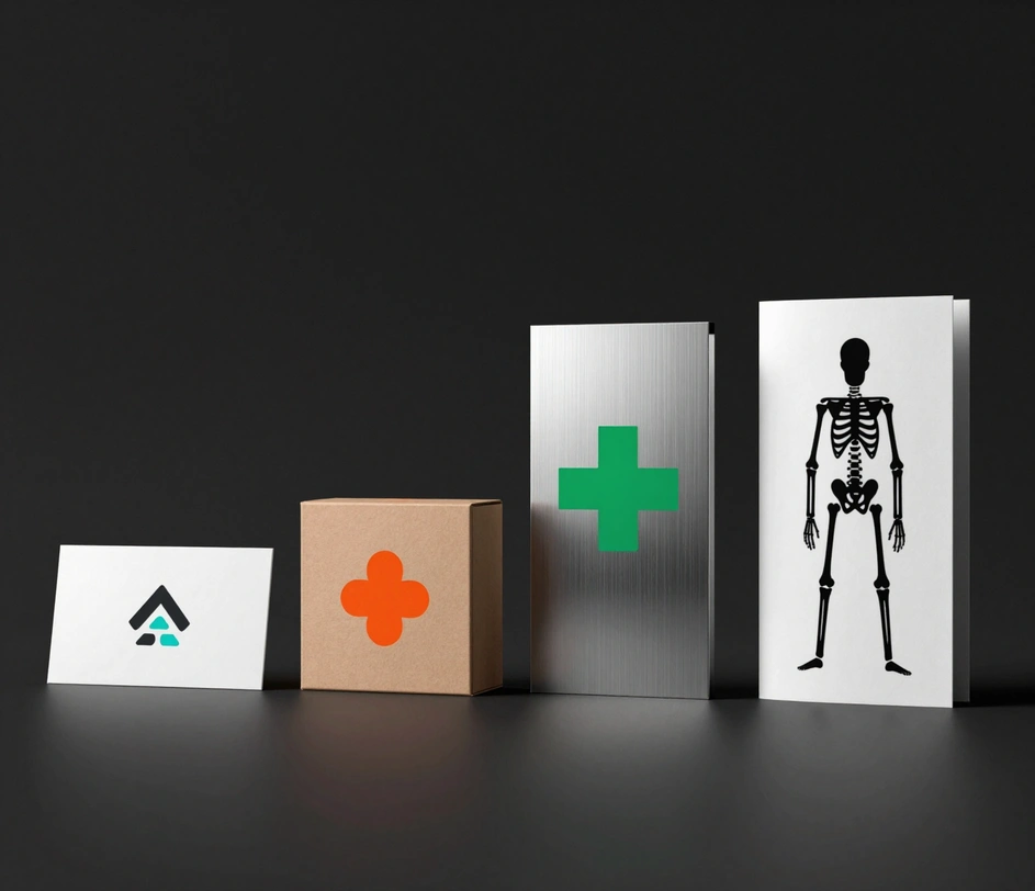 A premium showcase of multiple finalized logo designs in varied styles — wordmark, geometric symbol, mascot illustration, vintage badge — rendered in crisp vector quality on a dark studio background