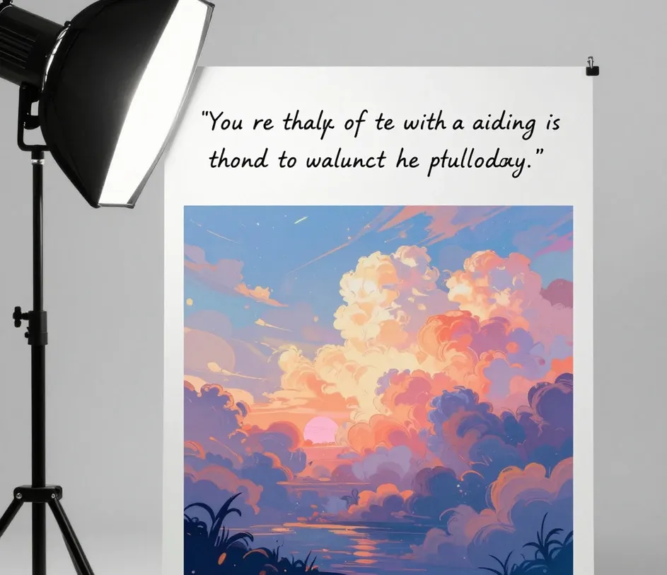 A handwritten prompt at the top transitioning into a vividly rendered illustration below, demonstrating AI text-to-image generation