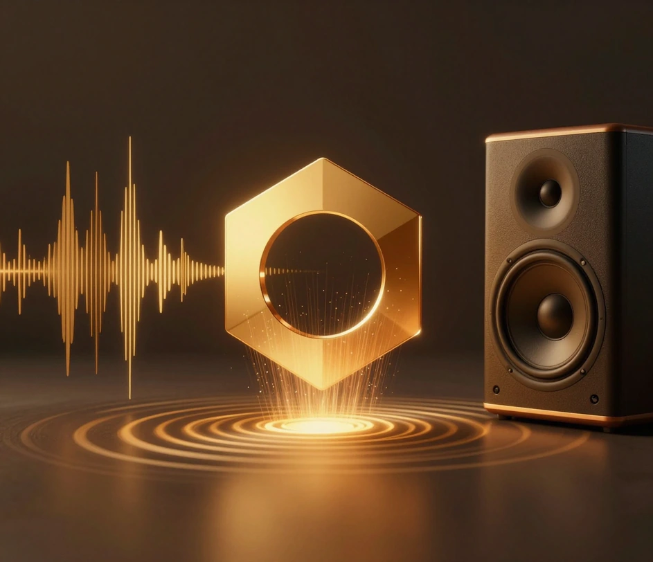 A Master-tier 1080p logo animation with matched AI sound design playing as a YouTube channel intro, the audio synced to the reveal motion