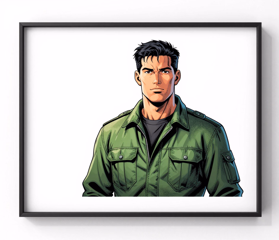The same comic panel with crisper ink edges and finer halftone gradients, illustrating the Pro tier's detail-rich edit at selectable 1K or 2K
