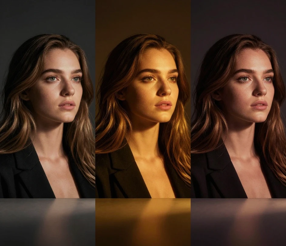 Side-by-side comparison of three poster outputs generated at Standard, Pro, and Master tiers showing the progressive leap in style treatment, resolution, and aspect-ratio flexibility