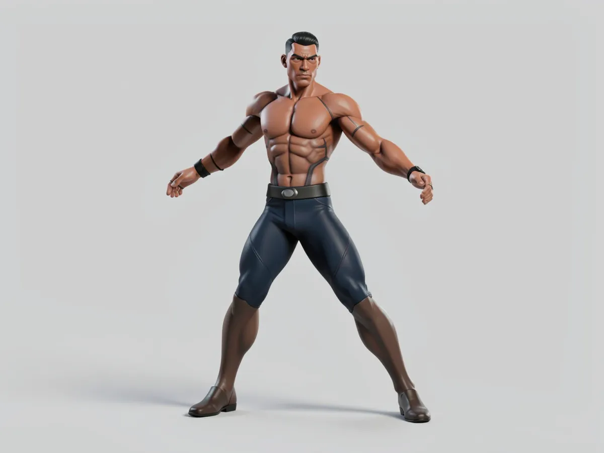 3D character model generated from text showing textured geometry and rigging-ready topology