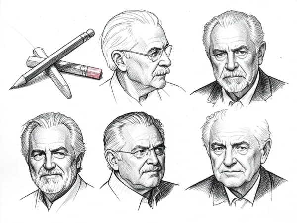Hand-drawn sketch art showing pencil and charcoal styles generated from a photograph