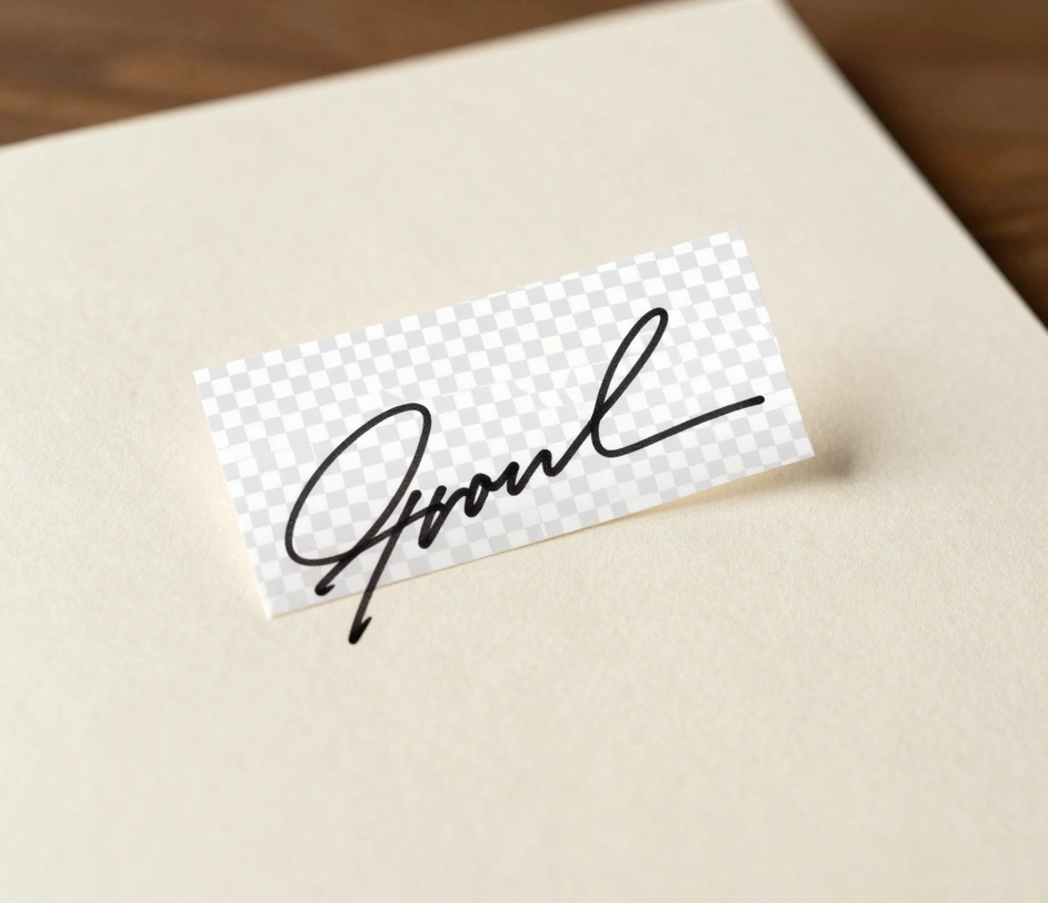 Signature PNG trasparenti lest imniżżel u mqiegħed b'mod nadif fuq kuntratt PDF bla kaxxa bajda tal-isfond