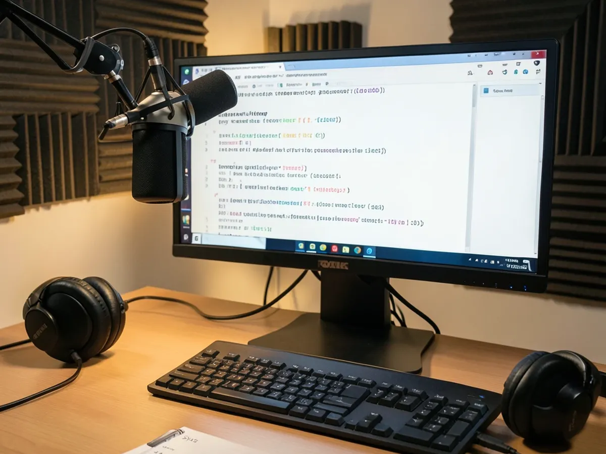 Podcaster converting a 60-minute episode recording into a formatted transcript with timestamps using Arui.AI