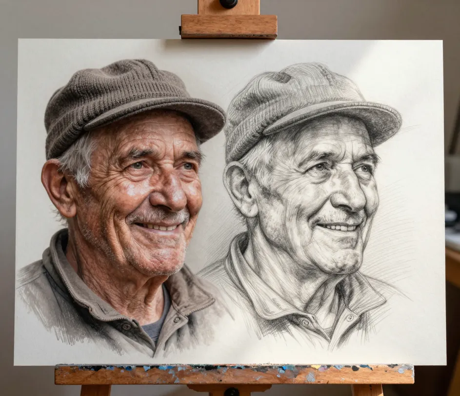 Pencil sketch artwork generated by AI showing detailed cross-hatching and line work that mimics traditional hand-drawn techniques