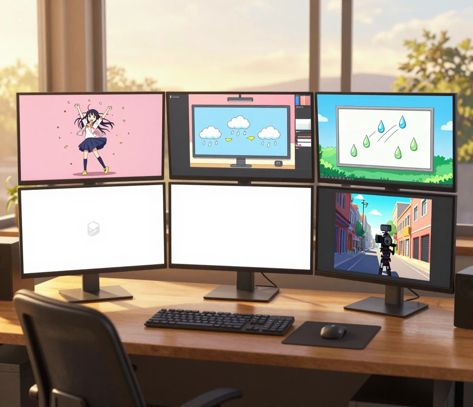 Viisi luojaa käyttämässä tekoäly teksti animaatioksi -työkalua — Reels-leike, selitysvideon storyboard, luokkahuonedemo, logo-paljastus ja elokuvan ennakkovisualisointi