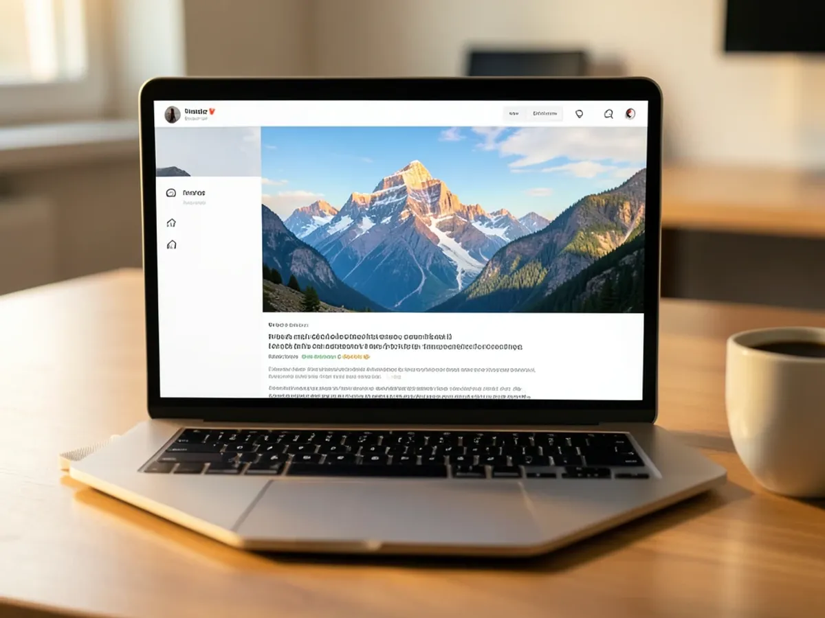 AI-generated blog illustration showing a laptop with colorful text-to-image results beside article paragraphs