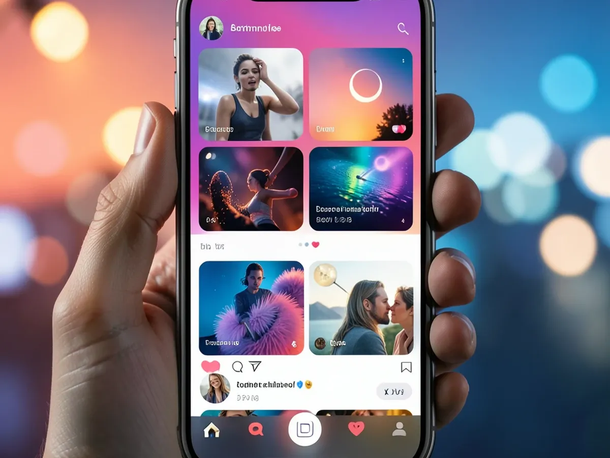 Eye-catching AI-generated social media post with bold colors displayed on a smartphone screen