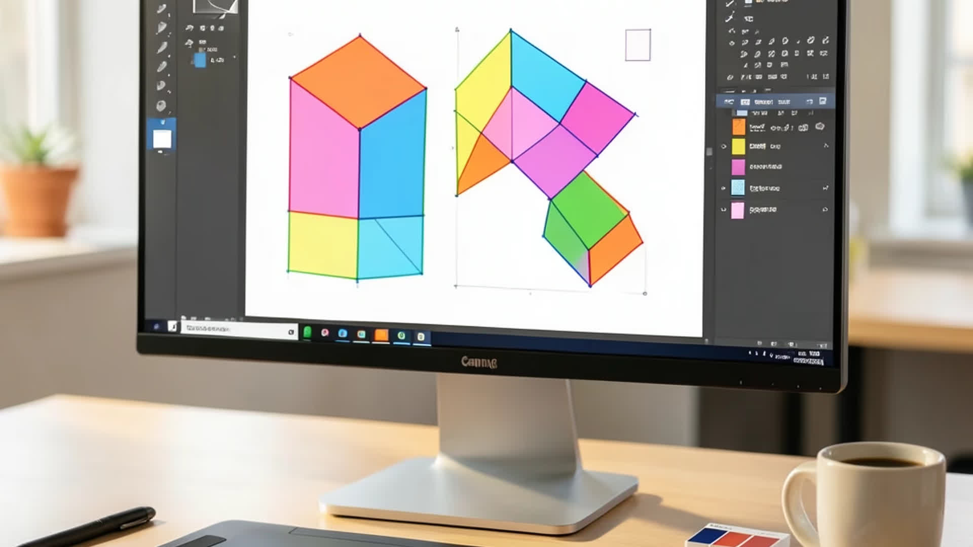 A collage of AI-generated vector graphics in flat, line art, and isometric styles produced by the tool, showcasing logo concepts, icon sets, and scalable illustrations