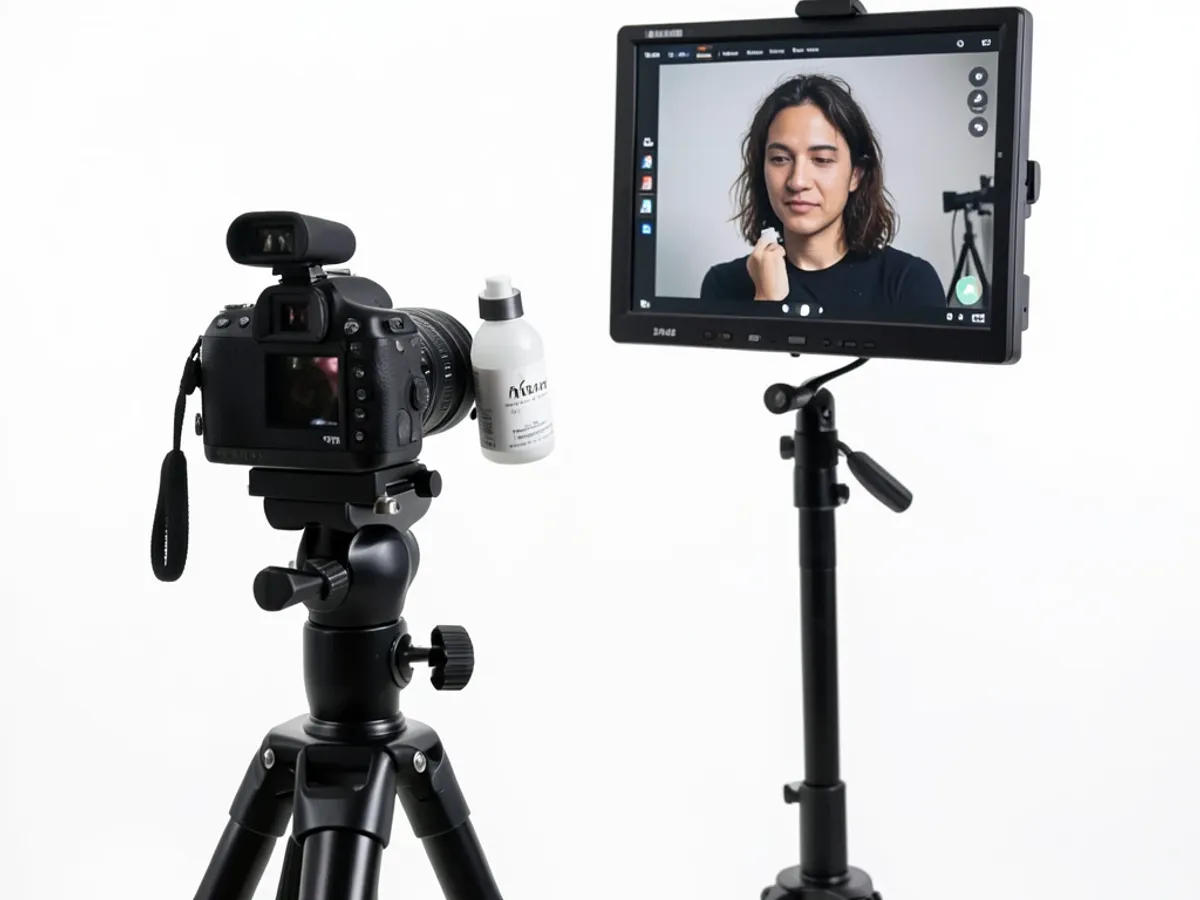 A handheld product being rotated on camera with the workshop background erased, resulting in a clean white backdrop that meets e-commerce marketplace standards