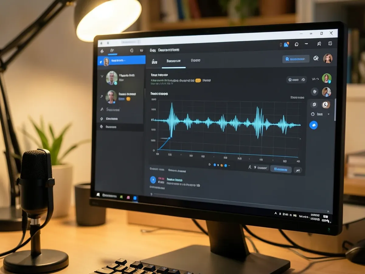 Discord voice channel interface with the AI voice changer routing panel showing active robot voice effect and connected server