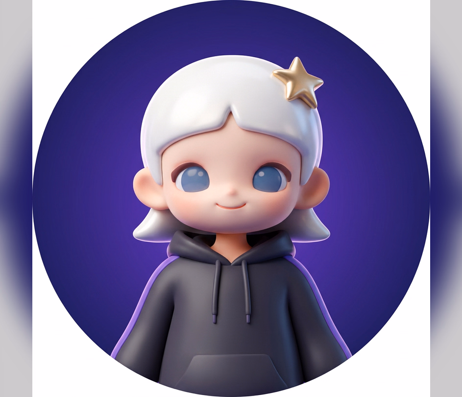 A 3D cartoon avatar of the same white-haired character centered inside a circular frame on a white background, rendered sharply at the Pro tier's 2K resolution
