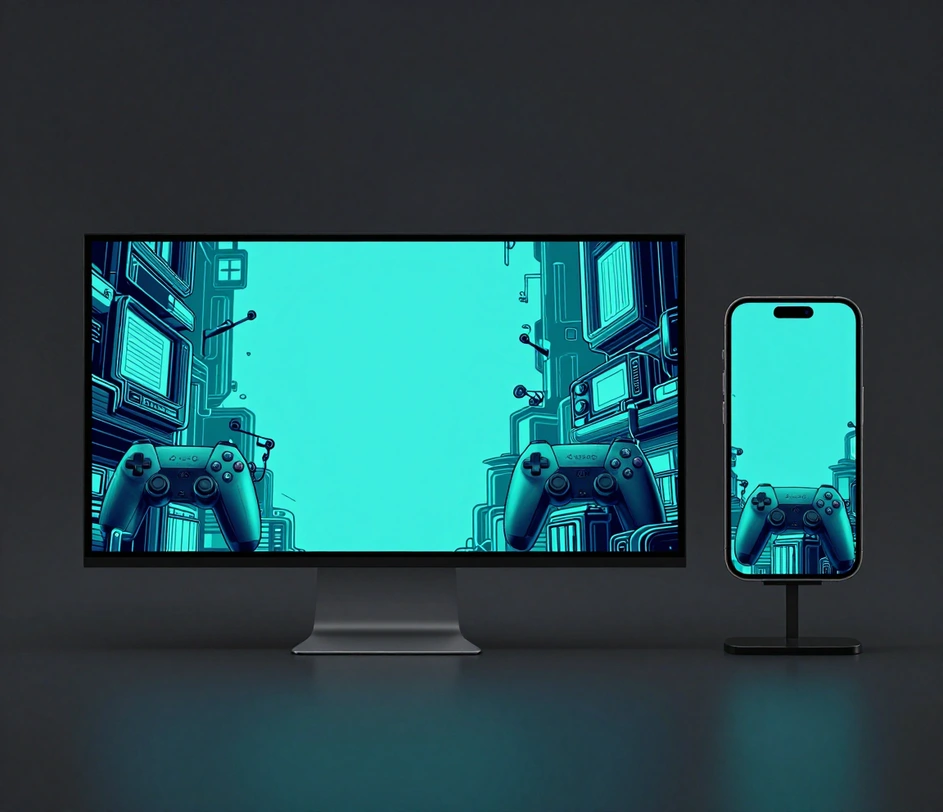 Un banner da 2560 × 1440 mostrato in anteprima dietro cornici di ritaglio per TV, desktop e mobile, dove l'area sicura centrale di 1546 × 423 resta leggibile